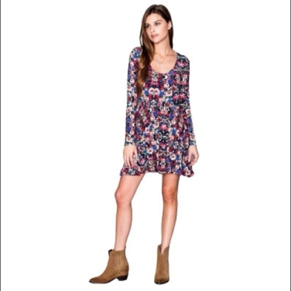 Show Me Your MuMu Stevie Babydoll Dress Long Sleeve Floral Size Small NWT - Picture 2 of 10